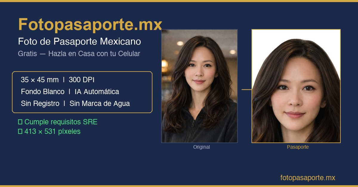 Foto Pasaporte Mexicano Gratis — 35×45 Mm Online Fotopasaporte 
